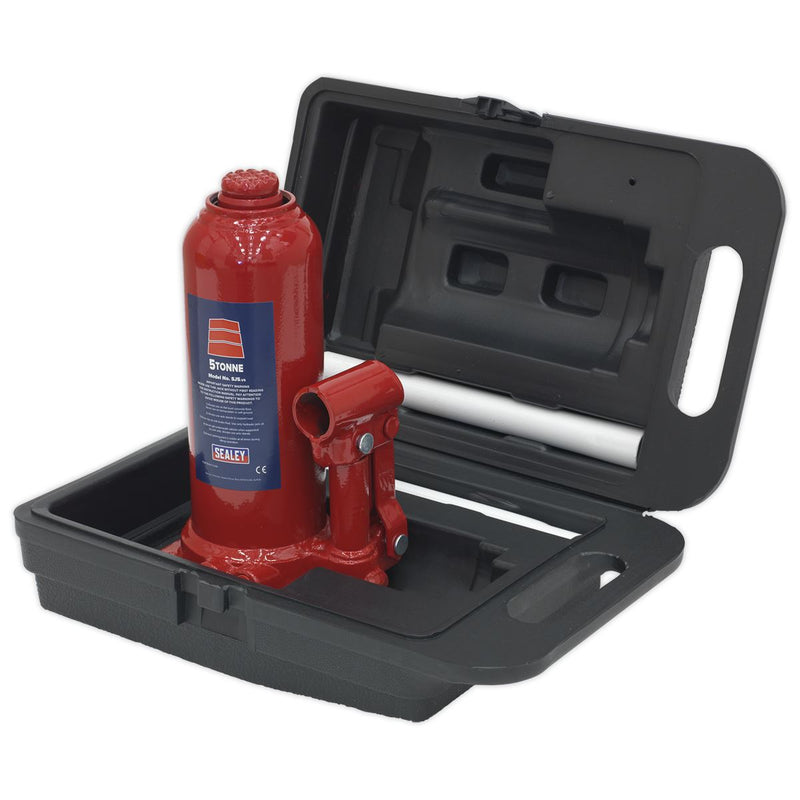 Sealey Bottle Jack 5 Tonne with Storage Case SJ5BMC Sealey - Dynamic Drive
