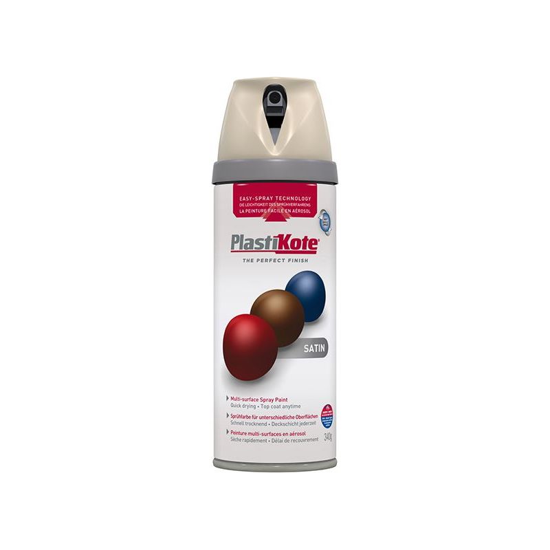 Plastikote Twist & Spray Satin Warm Grey 400ml PlastiKote - Dynamic Drive