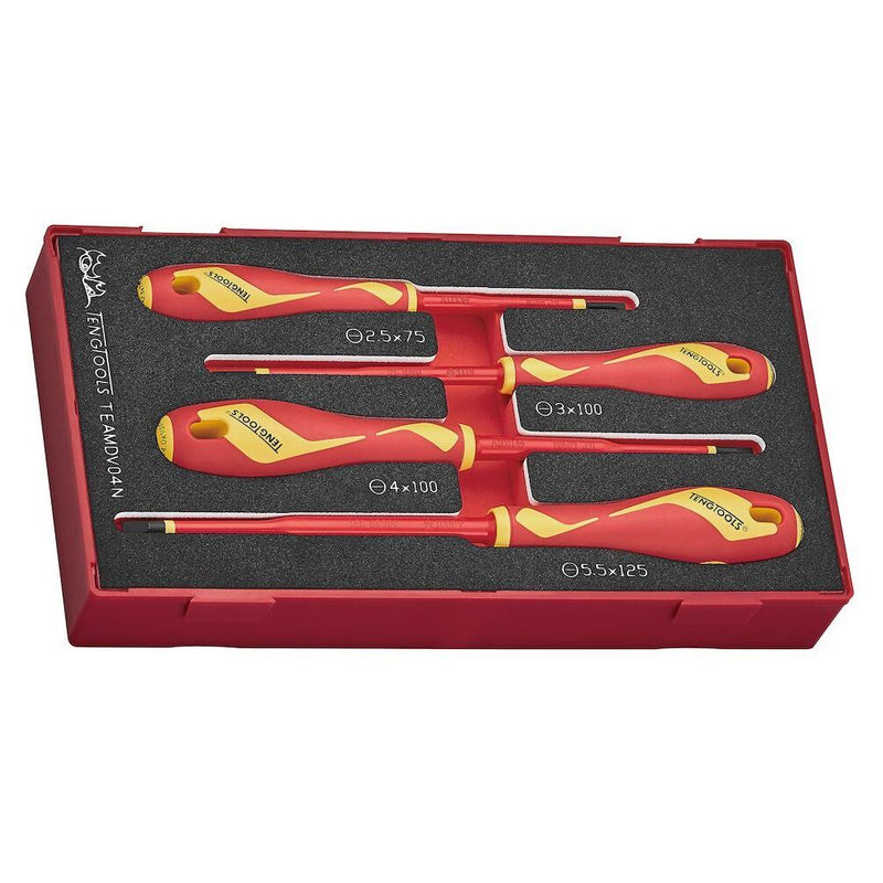 Teng Tools Insulated Screwdriver Set Flat FOAM1 4 Pieces Teng Tools - Dynamic Drive