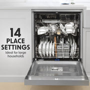 Baridi Regular Sized Freestanding Dishwasher 60cm Wide 14 Place Settings Silver Baridi - Dynamic Drive
