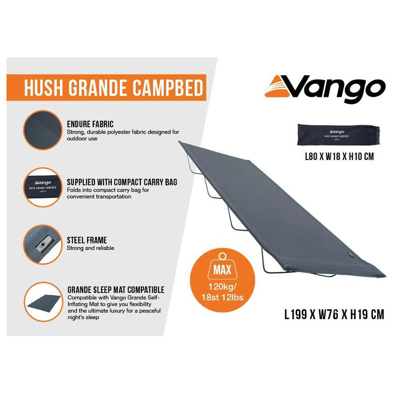 Vango Hush Grande Campbed Lightweight Foldable Compact Camp Bed Vango - Dynamic Drive