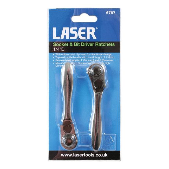 Laser Socket & Bit Driver Ratchet Set 1/4"D 2pc 6787 Laser - Dynamic Drive
