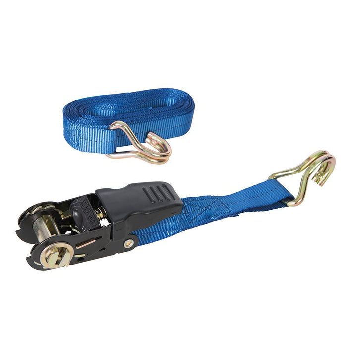 Silverline Rubber-Handled Ratchet Tie Down Strap J-Hook 4.5m x 25mm - Rated 350kg Silverline - Dynamic Drive
