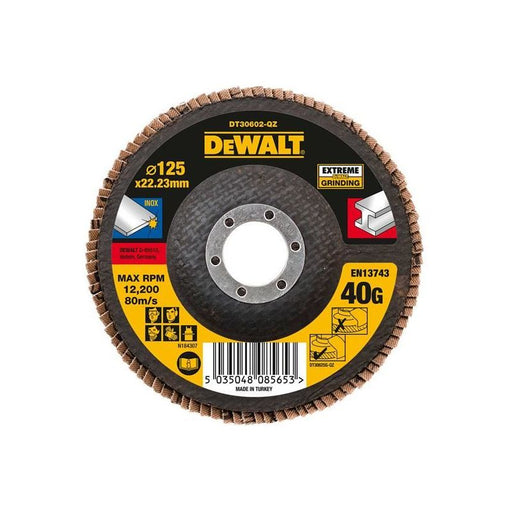 Dewalt Power Tools DT30602 Extreme Metal Flap Disc 125 x 22.2mm x 40G DeWALT Power Tools - Dynamic Drive
