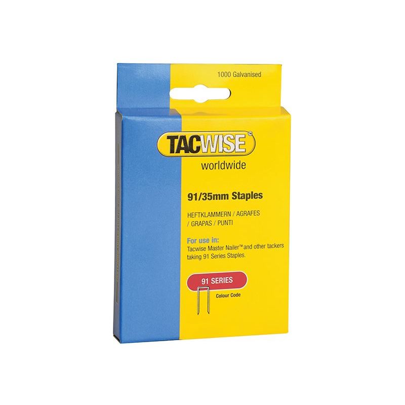 Tacwise 91 Narrow Crown Staples 35mm - Electric Tackers (Pack 1000) Tacwise - Dynamic Drive