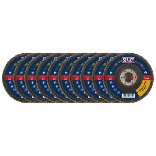 Sealey Assorted Grit Flap Discs Aluminium Oxide115mm22mm Bore Pack of 10 Sealey - Dynamic Drive