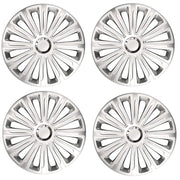15" Silver Multi-Spoke Wheel Trims Hub Caps Covers Protectors Set of 4 ABS Versaco  - Dynamic Drive