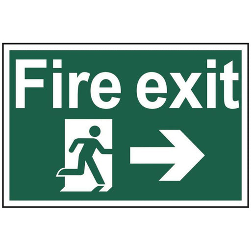 Scan Fire Exit Running Man Arrow Right - PVC Sign 300 x 200mm Scan - Dynamic Drive