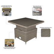Dellonda Chester Rattan Wicker Adjustable-Height Outdoor Dining Table Dellonda - Dynamic Drive