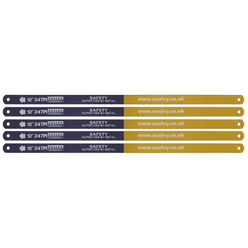 Sealey Hacksaw Blade 300mm HSS Bi-Metal 24tpi Pack of 5 HSB0524 Sealey - Dynamic Drive
