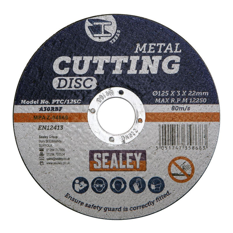 Sealey Cutting Disc125 x 3mm 22mm Bore PTC/125C Sealey - Dynamic Drive