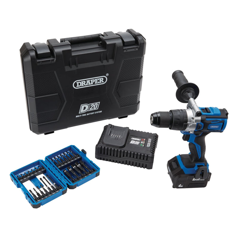 Draper D20 20V Brushless Combi Drill Kit & Draper Expert Impact Screwdriver Bit Draper - Dynamic Drive