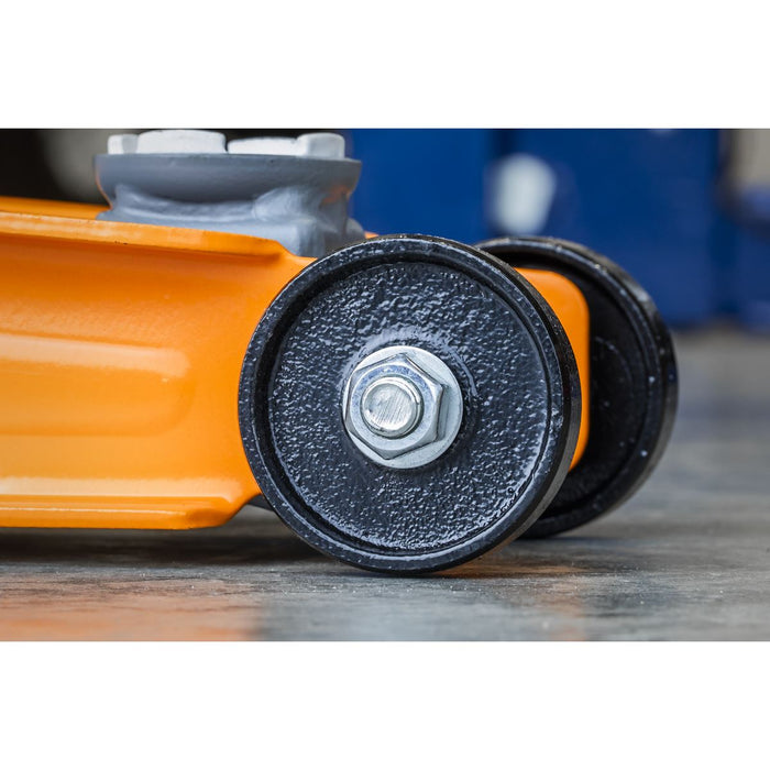 Sealey Low Profile Short Chassis Trolley Jack 2 Tonne - Orange 1020LEO Sealey - Dynamic Drive