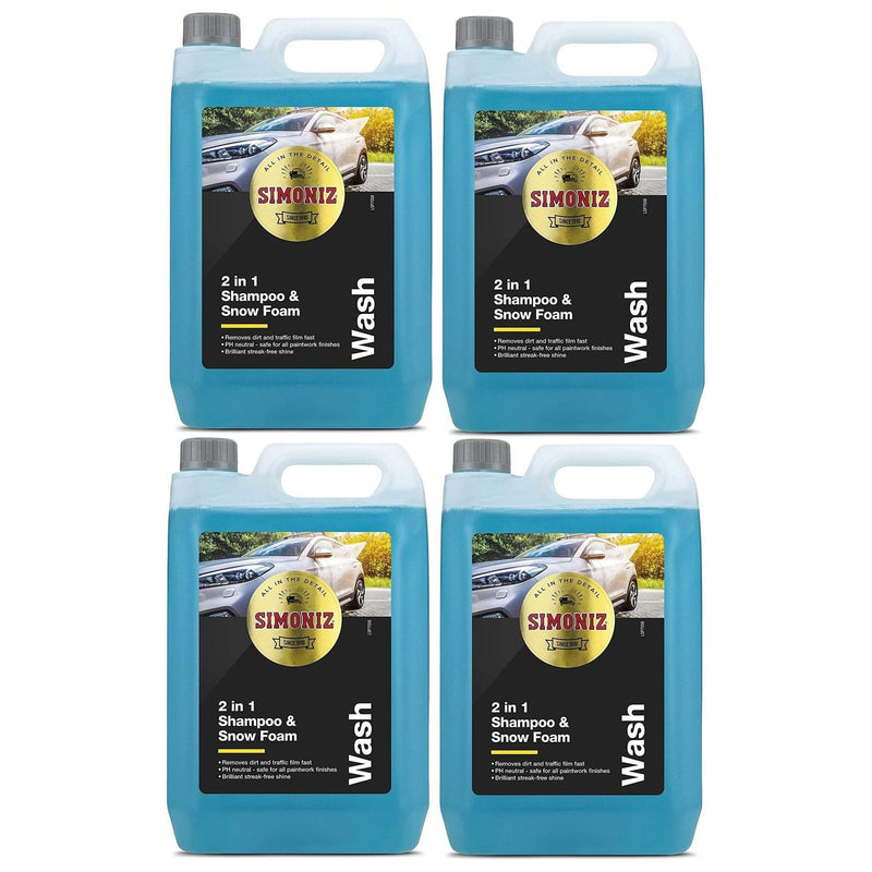 4x Simoniz Car Shampoo & Snow Foam Removes Dirt Streak-Free Cleaner 5L Simoniz  - Dynamic Drive
