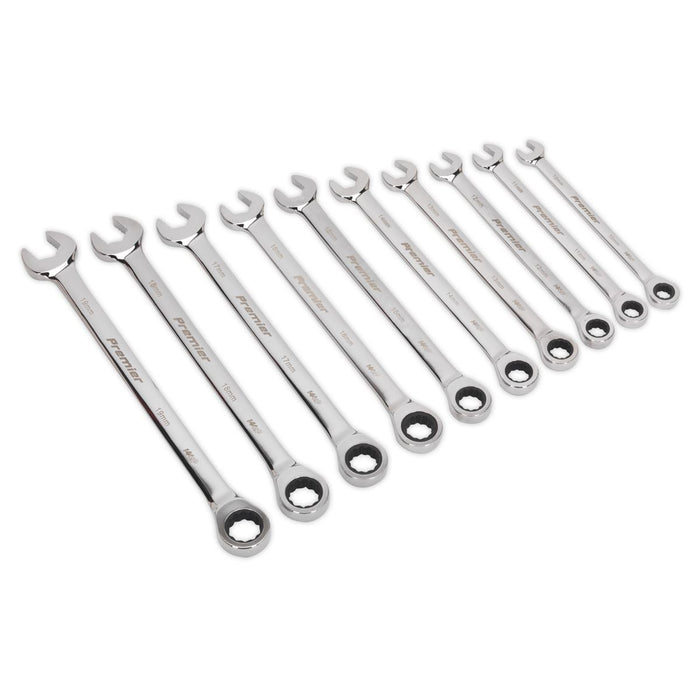 Sealey Combination Ratchet Spanner Set 10pc Extra-Long Metric AK63914 Sealey - Dynamic Drive