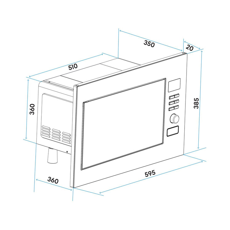 Baridi Integrated Microwave Oven with Grill 25L Capacity 900W - Stainless Steel Baridi - Dynamic Drive