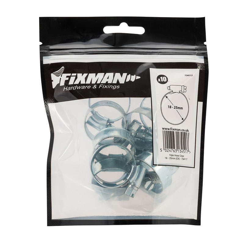 Fixman Hose Clips 10pk 18 - 25mm (OX) Fixman - Dynamic Drive