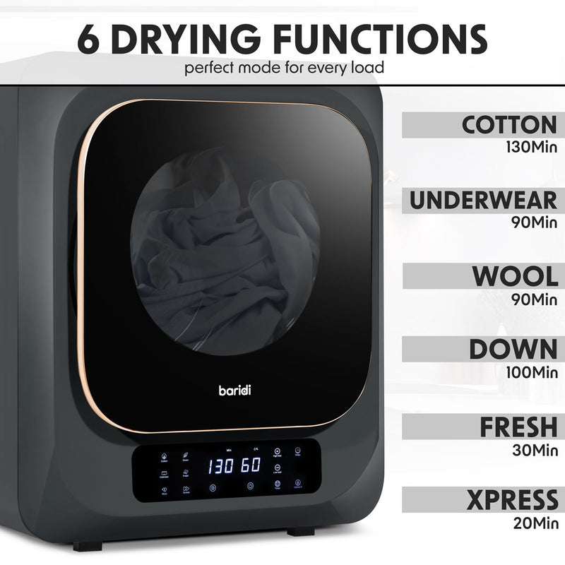 Baridi Tabletop Tumble Dryer with Digital Controls 2.5kg Capacity - Black Baridi - Dynamic Drive
