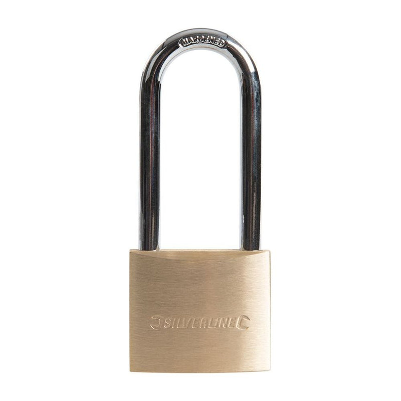 Silverline Brass Padlock Long Shackle 40mm Silverline - Dynamic Drive