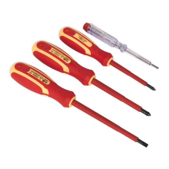 Siegen 4pc VDE Approved Electricians Screwdriver Set Mains Tester Phillips SL PH Siegen  - Dynamic Drive