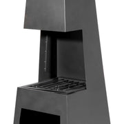 Dellonda Outdoor Chiminea Fireplace Fire Pit Heater Firewood Storage Black Steel Dellonda - Dynamic Drive