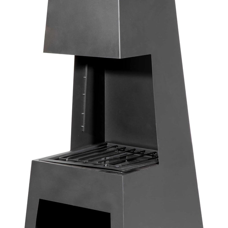Dellonda Outdoor Chiminea Fireplace Fire Pit Heater Firewood Storage Black Steel Dellonda - Dynamic Drive