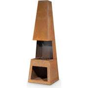 Dellonda Outdoor Chiminea Fireplace Heater Firewood Storage - Corten Steel Dellonda - Dynamic Drive