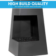 Dellonda Chiminea Wood Burner Heater for Outdoors W45cm x H150cm - Black Steel Dellonda - Dynamic Drive