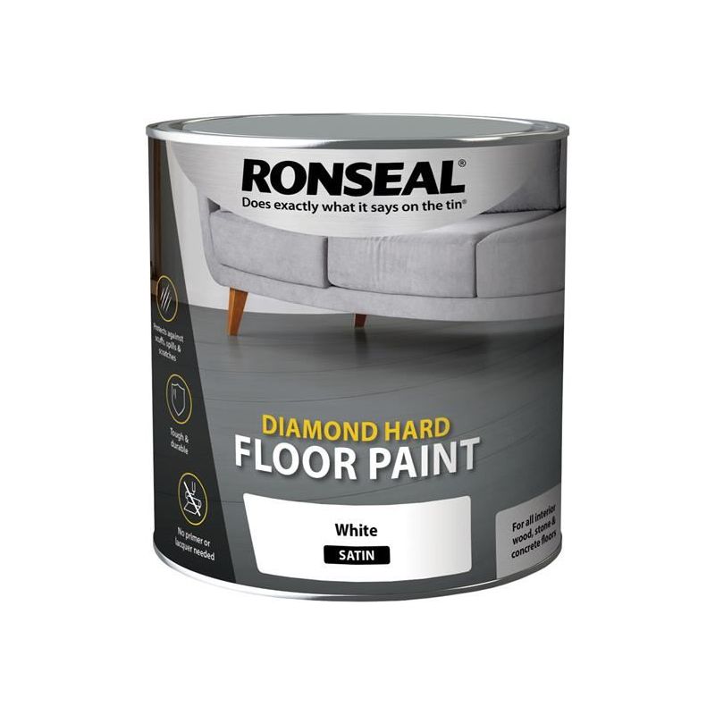 Ronseal Diamond Hard Floor Paint Satin White 2.5 litre Ronseal - Dynamic Drive