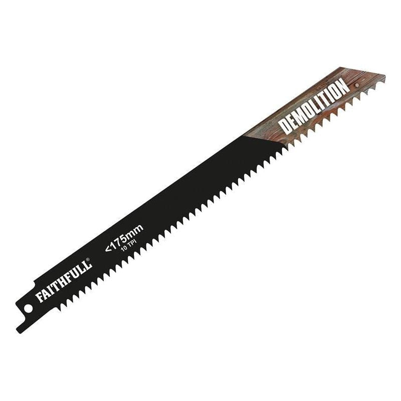 Faithfull S1122HF Bi-Metal Sabre Saw Blade Demolition 200mm 10 TPI (Pack 5) Faithfull - Dynamic Drive