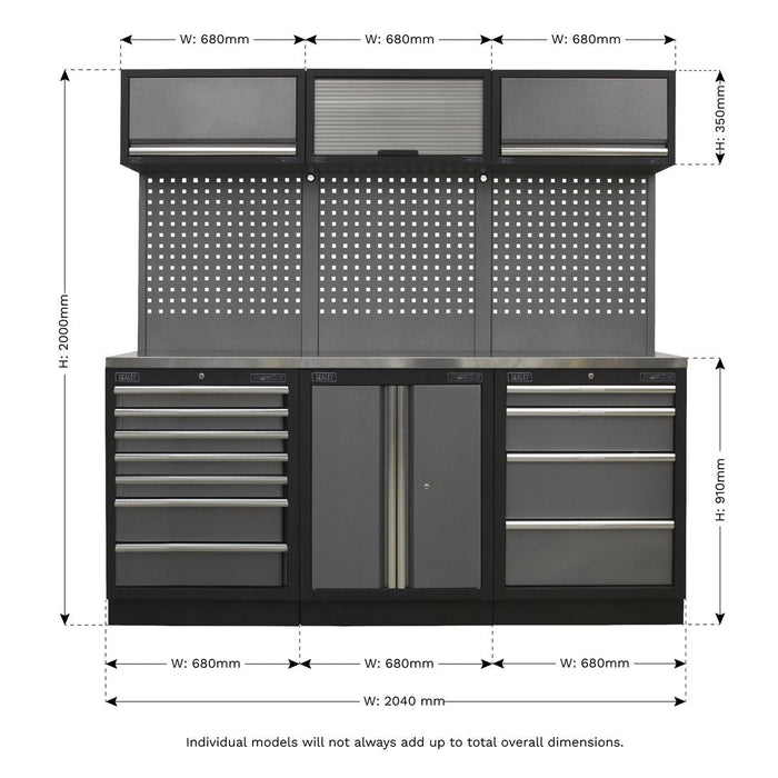 Sealey Superline Pro 2.0m Storage System Stainless Worktop APMSSTACK07SS Sealey - Dynamic Drive