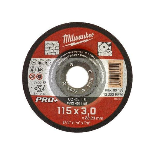 Milwaukee Stone Cut.W Pro+ Cc42 115X3mm-1Pc Milwaukee - Dynamic Drive