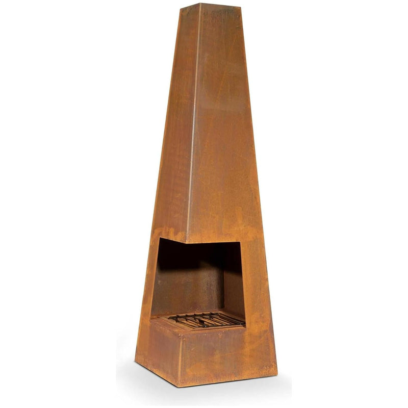 Dellonda Chiminea Wood Burner Heater for Outdoors W45cm x H150cm Corten Steel Dellonda - Dynamic Drive