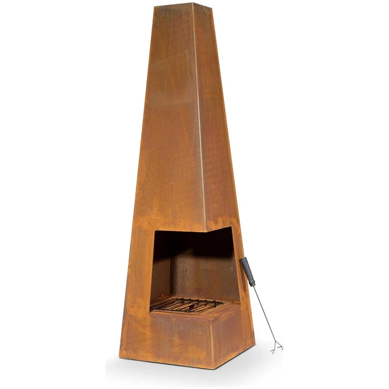 Dellonda Chiminea Wood Burner Heater for Outdoors W45cm x H150cm Corten Steel Dellonda - Dynamic Drive