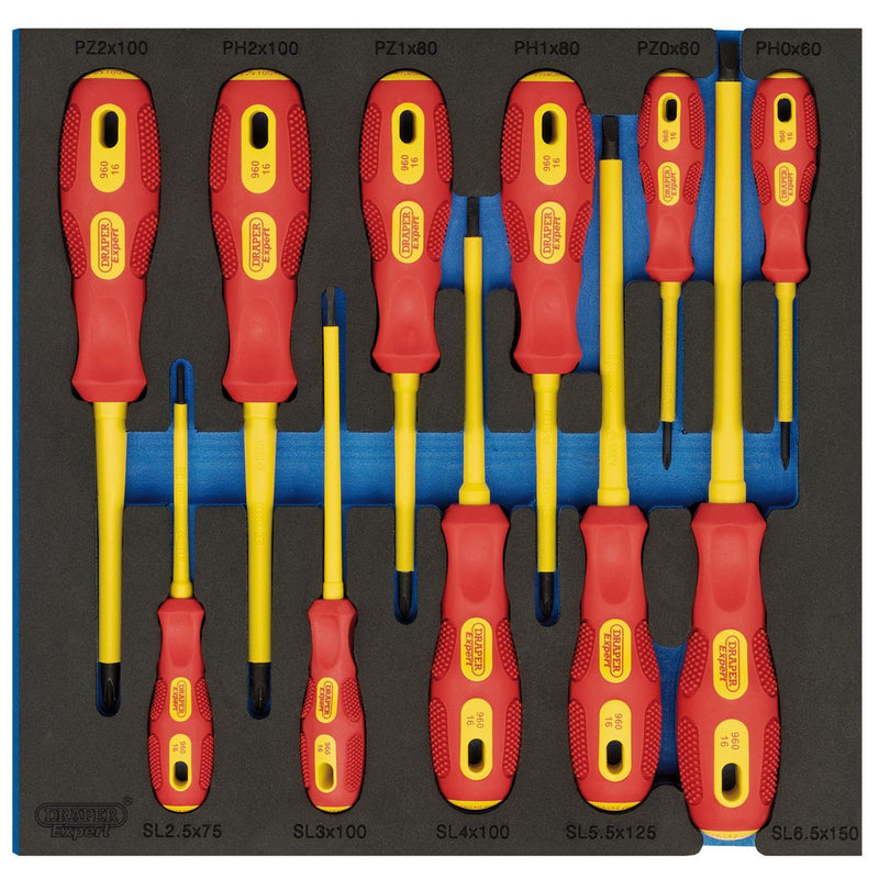 Draper VDE Screwdriver Set in 1/2 Drawer EVA Insert Tray (11 Piece) 63379 Draper - Dynamic Drive