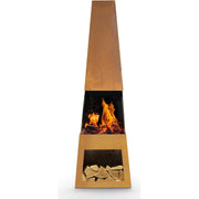 Dellonda Outdoor Chiminea Fireplace Heater Firewood Storage - Corten Steel Dellonda - Dynamic Drive