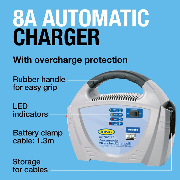 Ring RCB208 12v 8A Battery Charger Ring Automotive - Dynamic Drive