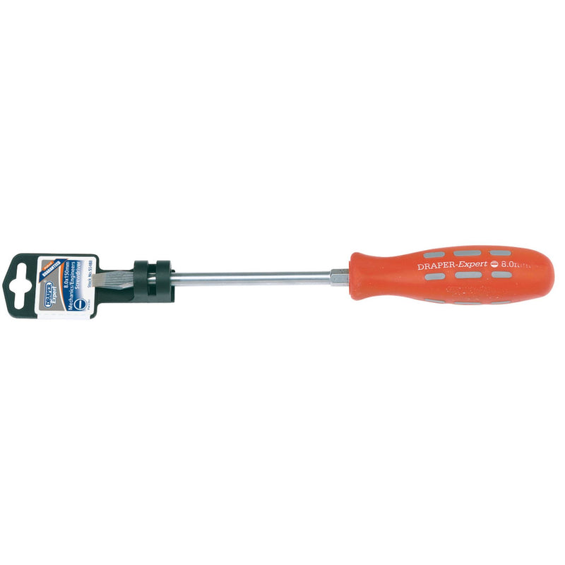 Draper Plain Slot Flared Tip Mechanic's Screwdriver, 8 x 150mm 55488 Draper - Dynamic Drive