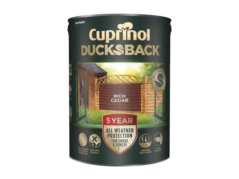 Cuprinol Ducksback 5 Year Waterproof for Sheds & Fences Rich Cedar 5 litre Cuprinol - Dynamic Drive