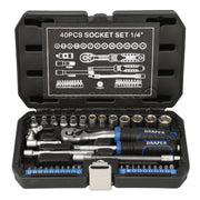 Draper HI-TORQ Metric Socket Set, 1/4" Sq. Dr. (40 Piece) 21441 Draper - Dynamic Drive