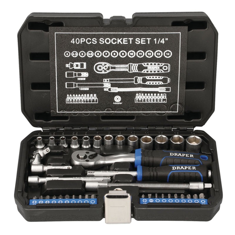 Draper HI-TORQ Metric Socket Set, 1/4" Sq. Dr. (40 Piece) 21441 Draper - Dynamic Drive