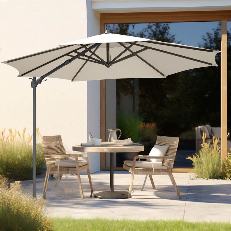 Dellonda Cantilever Parasol with 360 Rotation, Tilt & Cover 3m - Cream Dellonda - Dynamic Drive