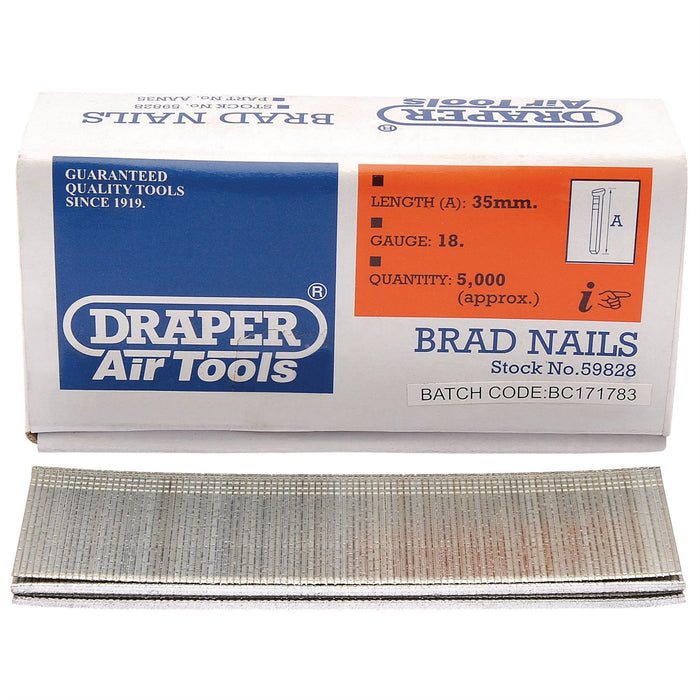 Draper Brad Nails, 35mm (Pack of 5000) 59828 Draper - Dynamic Drive