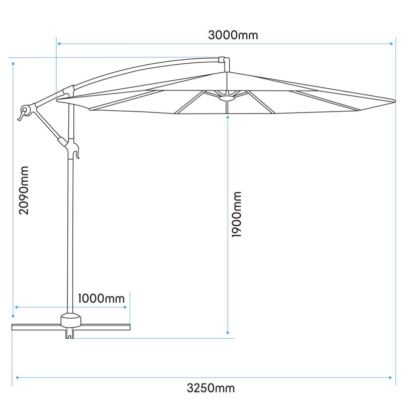 Dellonda Banana Parasol with Cover 3m - Grey DG264 Dellonda - Dynamic Drive