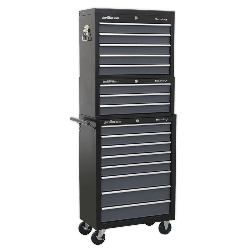 Sealey Tool Chest Combination 16 Drawer with Ball-Bearing Slides Black/Grey Sealey - Dynamic Drive