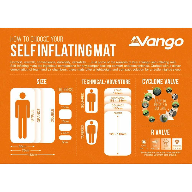 Vango Comfort 5 Double Self inflating Sleep Mat Double Neptune Vango - Dynamic Drive