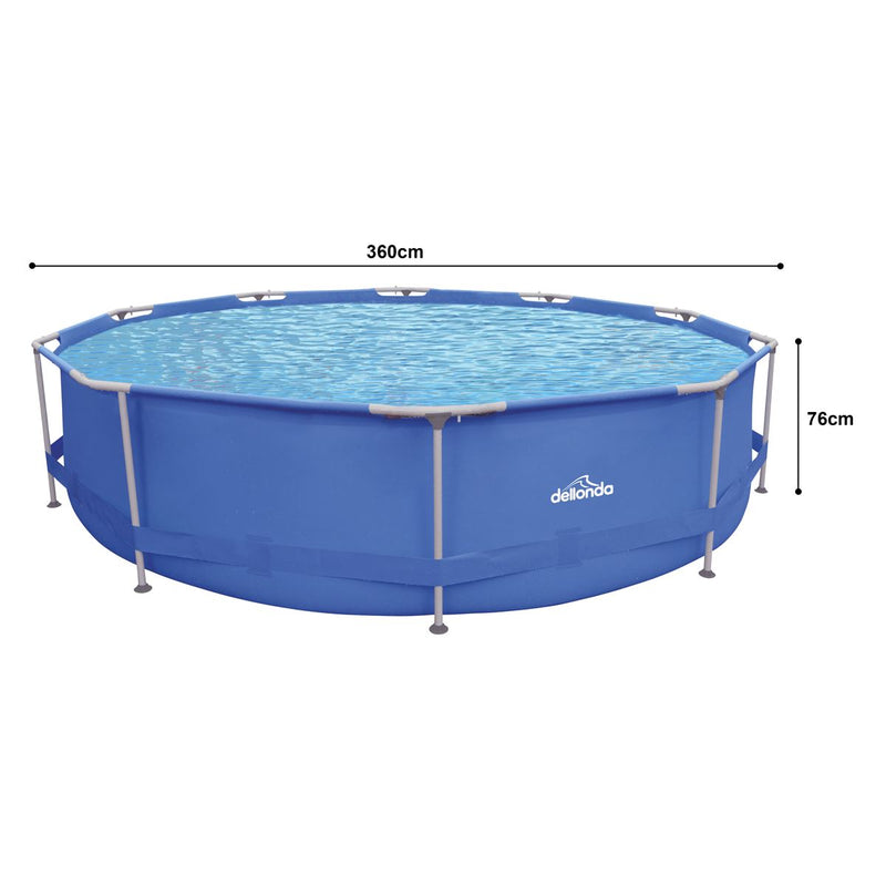Dellonda Steel Frame Round Swimming Pool & Filter Pump 12ft - Blue DL20 Dellonda - Dynamic Drive