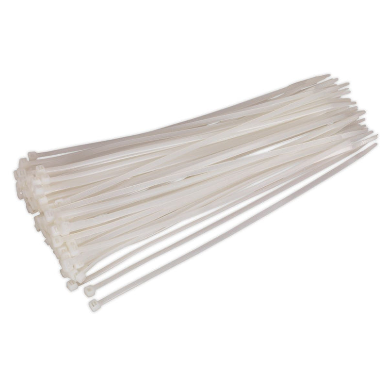 Sealey Cable Tie 300 x 4.8mm White Pack of 100 CT30048P100W Sealey - Dynamic Drive