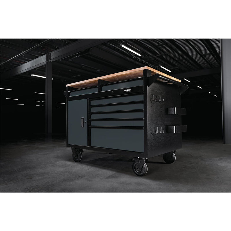 Draper BUNKER Multi-Functional Workbench Roller Tool Cabinet, 14 Drawer, 48", Gr Draper - Dynamic Drive