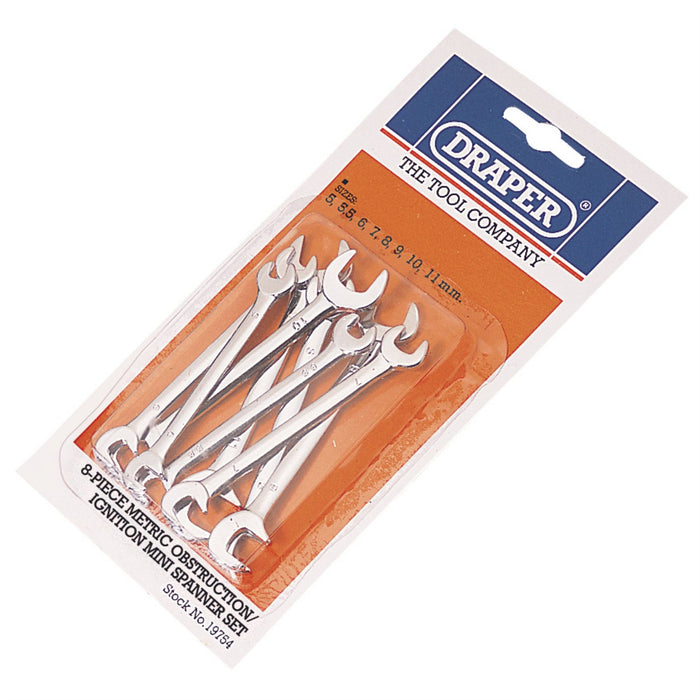 Draper Metric Midget Open End Spanner Set (8 Piece) 19754 Draper - Dynamic Drive